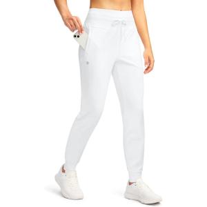 imageG Gradual Womens Joggers Pants with Zipper Pockets High Waisted Sweatpants Athletic Tapered Pants for Women Lounge WorkoutWhite
