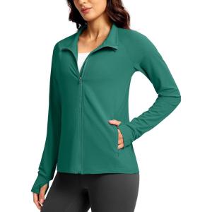 imageG Gradual Womens Lightweight Athletic Jacket Sun Protection UPF 50 Zip Up 4 Pockets Long Sleeve Shirts Workout RunningBlackish Green