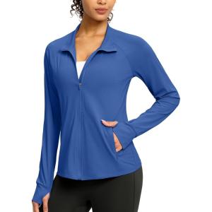 imageG Gradual Womens Lightweight Athletic Jacket Sun Protection UPF 50 Zip Up 4 Pockets Long Sleeve Shirts Workout RunningDark Blue