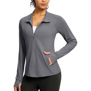 imageG Gradual Womens Lightweight Athletic Jacket Sun Protection UPF 50 Zip Up 4 Pockets Long Sleeve Shirts Workout RunningDark Grey