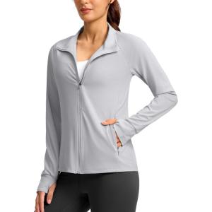 imageG Gradual Womens Lightweight Athletic Jacket Sun Protection UPF 50 Zip Up 4 Pockets Long Sleeve Shirts Workout RunningLight Grey