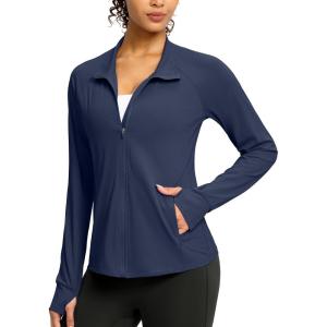 imageG Gradual Womens Lightweight Athletic Jacket Sun Protection UPF 50 Zip Up 4 Pockets Long Sleeve Shirts Workout RunningNavy
