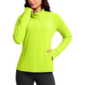 imageG Gradual Womens Lightweight Athletic Jacket Sun Protection UPF 50 Zip Up 4 Pockets Long Sleeve Shirts Workout RunningNeon Green