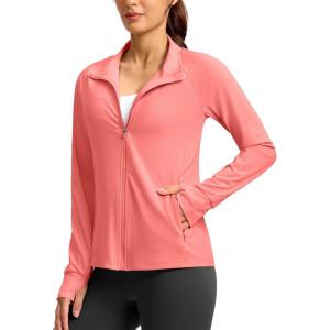 imageG Gradual Womens Lightweight Athletic Jacket Sun Protection UPF 50 Zip Up 4 Pockets Long Sleeve Shirts Workout RunningPink Coral