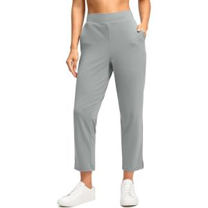 imageG Gradual Womens Pants Ankle 78 Golf Pants 3 Pockets Stretchy Petite Travel Pants Inner Drawstring for Work Business CasualBright Grey