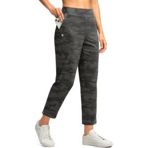 imageG Gradual Womens Pants Ankle 78 Golf Pants 3 Pockets Stretchy Petite Travel Pants Inner Drawstring for Work Business CasualGreen Camo