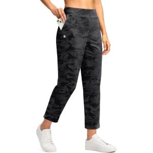 imageG Gradual Womens Pants Ankle 78 Golf Pants 3 Pockets Stretchy Petite Travel Pants Inner Drawstring for Work Business CasualGrey Camo