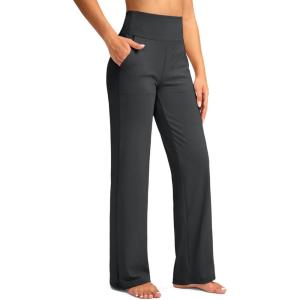 imageG Gradual Womens Yoga Pants Wide Leg wiht Pockets High Waist Stretch Loose Casual Lounge Sweatpants PetiteRegularTallCharcoal