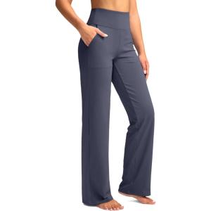 imageG Gradual Womens Yoga Pants Wide Leg wiht Pockets High Waist Stretch Loose Casual Lounge Sweatpants PetiteRegularTallGrey Blue