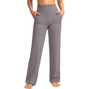 imageG Gradual Womens Yoga Pants Wide Leg wiht Pockets High Waist Stretch Loose Casual Lounge Sweatpants PetiteRegularTallStone Grey