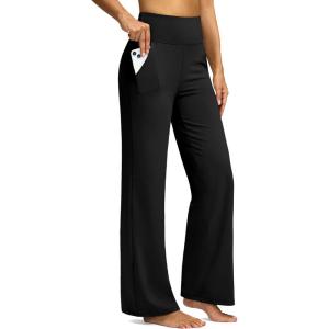 imageG Gradual Yoga Pants Women Wide Leg Dress Pants with Pockets High Waist Stretch PetiteRegularTall Casual Sweatpants WomenBlack