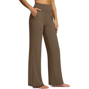 imageG Gradual Yoga Pants Women Wide Leg Dress Pants with Pockets High Waist Stretch PetiteRegularTall Casual Sweatpants WomenChestnut Brown