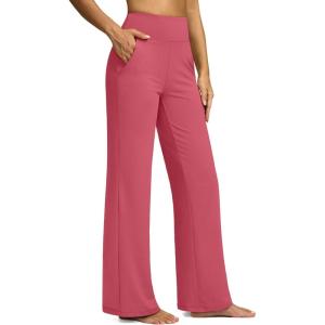imageG Gradual Yoga Pants Women Wide Leg Dress Pants with Pockets High Waist Stretch PetiteRegularTall Casual Sweatpants WomenCoral