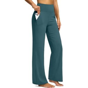 imageG Gradual Yoga Pants Women Wide Leg Dress Pants with Pockets High Waist Stretch PetiteRegularTall Casual Sweatpants WomenInk Green