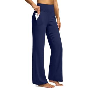 imageG Gradual Yoga Pants Women Wide Leg Dress Pants with Pockets High Waist Stretch PetiteRegularTall Casual Sweatpants WomenNavy