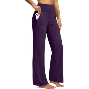 imageG Gradual Yoga Pants Women Wide Leg Dress Pants with Pockets High Waist Stretch PetiteRegularTall Casual Sweatpants WomenPurple