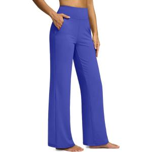 imageG Gradual Yoga Pants Women Wide Leg Dress Pants with Pockets High Waist Stretch PetiteRegularTall Casual Sweatpants WomenWaves Blue