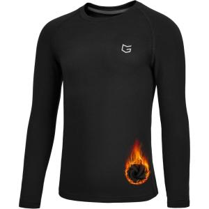 imageG Gradual Youth Boys Compression Thermal Shirt Long Sleeve Fleece Undershirt for Boy Football Baseball Soccer Base LayerBlack