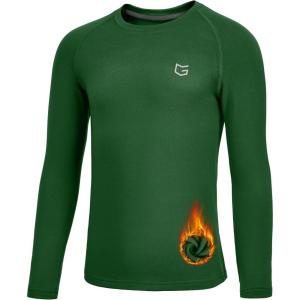 imageG Gradual Youth Boys Compression Thermal Shirt Long Sleeve Fleece Undershirt for Boy Football Baseball Soccer Base LayerGreen