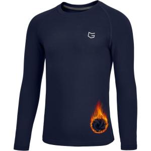 imageG Gradual Youth Boys Compression Thermal Shirt Long Sleeve Fleece Undershirt for Boy Football Baseball Soccer Base LayerNavy