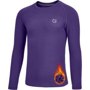 imageG Gradual Youth Boys Compression Thermal Shirt Long Sleeve Fleece Undershirt for Boy Football Baseball Soccer Base LayerPurple