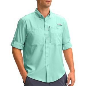 imageMens Long Sleeve Sun Protection Fishing Shirt with Zipper Pockets UPF 50 Lightweight Cool Sun Shirts for Men Hiking OutdoorArona