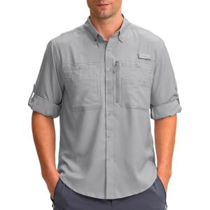 imageMens Long Sleeve Sun Protection Fishing Shirt with Zipper Pockets UPF 50 Lightweight Cool Sun Shirts for Men Hiking OutdoorCool Grey