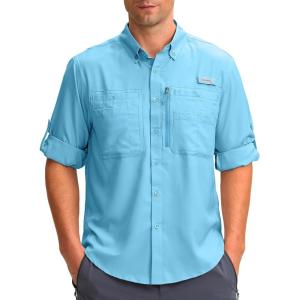 imageMens Long Sleeve Sun Protection Fishing Shirt with Zipper Pockets UPF 50 Lightweight Cool Sun Shirts for Men Hiking OutdoorSail