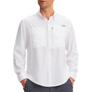 imageMens Long Sleeve Sun Protection Fishing Shirt with Zipper Pockets UPF 50 Lightweight Cool Sun Shirts for Men Hiking OutdoorWhite