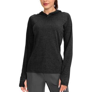 imageWomens UPF 50 Sun Protection Shirt Long Sleeve Lightweight Hoodie UV Shirts for Women Hiking Fishing OutdoorBlack