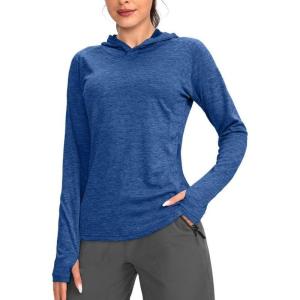 imageWomens UPF 50 Sun Protection Shirt Long Sleeve Lightweight Hoodie UV Shirts for Women Hiking Fishing OutdoorDark Blue