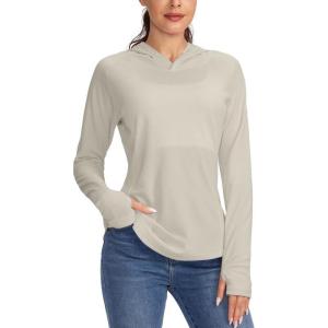 imageWomens UPF 50 Sun Protection Shirt Long Sleeve Lightweight Hoodie UV Shirts for Women Hiking Fishing OutdoorLight Grey