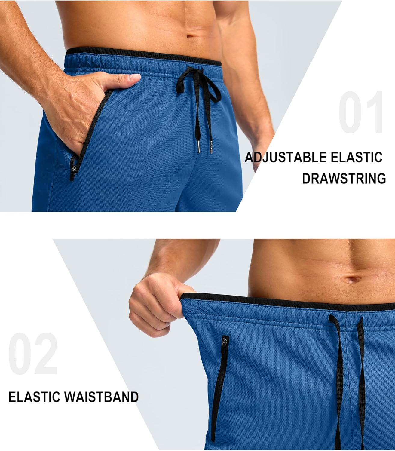 imageG Gradual Mens Gym Shorts wtih Zipper Pocket 9quot Athletic Basketball Mesh Shorts for Men Workout Quick Dry LightiweightVintage Blue