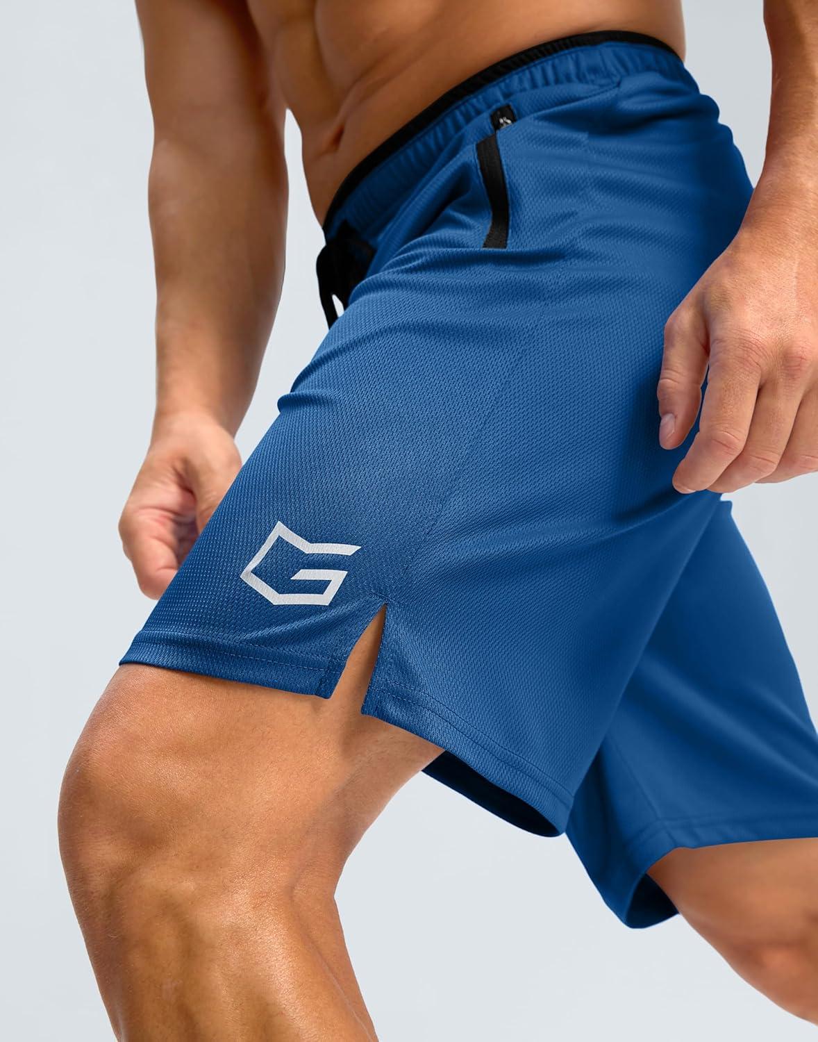 imageG Gradual Mens Gym Shorts wtih Zipper Pocket 9quot Athletic Basketball Mesh Shorts for Men Workout Quick Dry LightiweightVintage Blue