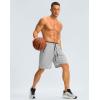 imageG Gradual Mens Gym Shorts wtih Zipper Pocket 9quot Athletic Basketball Mesh Shorts for Men Workout Quick Dry LightiweightRhino Grey