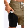 imageG Gradual Mens Swim Trunks with Compression Liner 5 inch Inseam Quick Dry Bathing Suits with Zipper PocketNo Thigh ChafingDark Khaki
