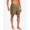 imageG Gradual Mens Swim Trunks with Compression Liner 5 inch Inseam Quick Dry Bathing Suits with Zipper PocketNo Thigh ChafingDark Khaki