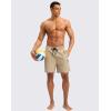 imageG Gradual Mens Swim Trunks with Compression Liner 5 inch Inseam Quick Dry Bathing Suits with Zipper PocketNo Thigh ChafingKhaki