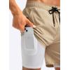 imageG Gradual Mens Swim Trunks with Compression Liner 5 inch Inseam Quick Dry Bathing Suits with Zipper PocketNo Thigh ChafingKhaki