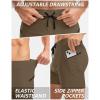 imageG Gradual Mens Swimsuit Trunks with Zipper Pockets Quick Dry Swimwear Bathing Suit Swim Briefs Board Shorts for MenDark Khaki