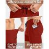 imageG Gradual Mens Swimsuit Trunks with Zipper Pockets Quick Dry Swimwear Bathing Suit Swim Briefs Board Shorts for MenRed