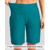 imageG Gradual Womens 9quot Long Swim Board Shorts with Pockets High Waisted Knee Length Beach Swimming Shorts for Women with LinerLake Blue