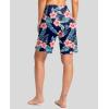 imageG Gradual Womens 9quot Long Swim Board Shorts with Pockets High Waisted Knee Length Beach Swimming Shorts for Women with LinerNavy Flower