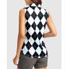 imageG Gradual Womens Golf Shirts Lightweight 14 Zip Collared Tank Top Sleeveless Polo Shirts for Tennis Pickleball CasualGrey Argyle
