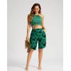 imageG Gradual Womens High Waisted Swim Board Shorts 11quot Knee Length Beach Swimming Long Shorts for Women with Pockets LinerLeaf