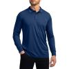 imageMens Polo Shirt Long Sleeve Golf Shirts Lightweight UPF 50 Sun Protection Cool Shirts for Men Work Fishing OutdoorDark Blue