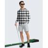 imageMens Polo Shirt Long Sleeve Golf Shirts Lightweight UPF 50 Sun Protection Cool Shirts for Men Work Fishing OutdoorGrey Argyle