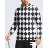 imageMens Polo Shirt Long Sleeve Golf Shirts Lightweight UPF 50 Sun Protection Cool Shirts for Men Work Fishing OutdoorGrey Argyle