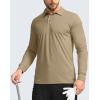 imageMens Polo Shirt Long Sleeve Golf Shirts Lightweight UPF 50 Sun Protection Cool Shirts for Men Work Fishing OutdoorKhaki