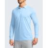 imageMens Polo Shirt Long Sleeve Golf Shirts Lightweight UPF 50 Sun Protection Cool Shirts for Men Work Fishing OutdoorLight Blue